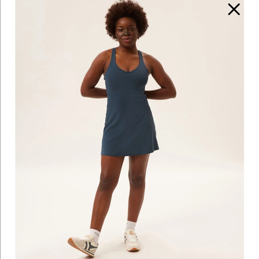 Girlfriend Collective Lola V-Neck Dress, Olympus, Compressive Liner, NWT